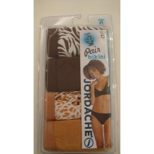 Jordache 4 Pair Bikini Panties Tan/Brown Case Pack 72