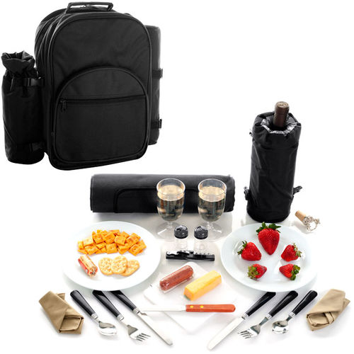 Toppers&#8482; Casanova Cooler/Picnic Pack for Two w/Blanket Black