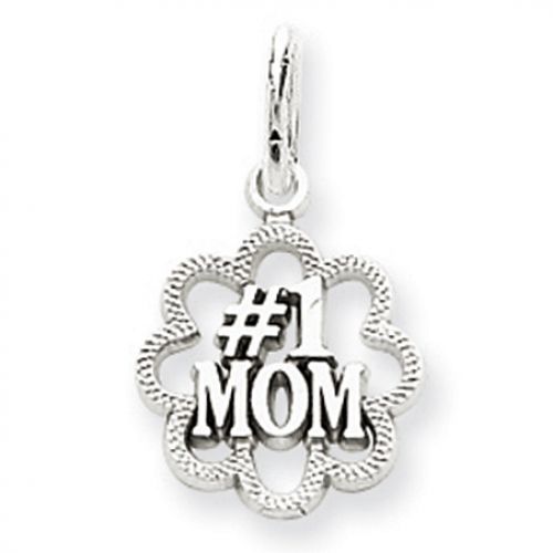 Number 1 Mom Charm in White Gold - 14kt - Polished Finish - Spectacular
