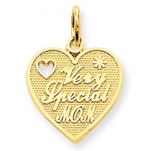 Very Special Mom Heart Charm in 14kt Yellow Gold - Brilliant - Women