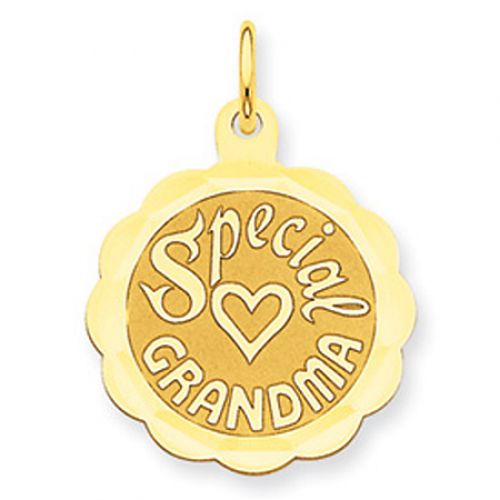 Special Grandma Charm in 14kt Yellow Gold - Glossy Polish - Inviting - Women
