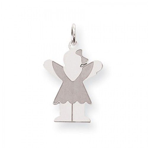 Dressed Girl Charm in Sterling Silver - Glossy Finish - Graceful - Women