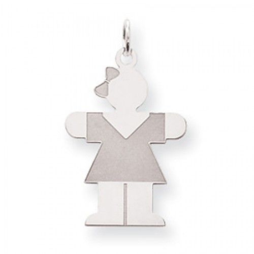 Dressed Girl Charm in Sterling Silver - Polished Finish - Attractive - Women