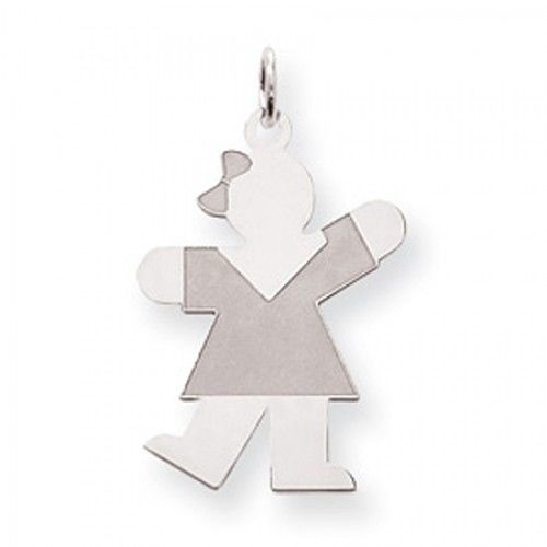 Dressed Girl Charm in Sterling Silver - Mirror Finish - Shapely - Women