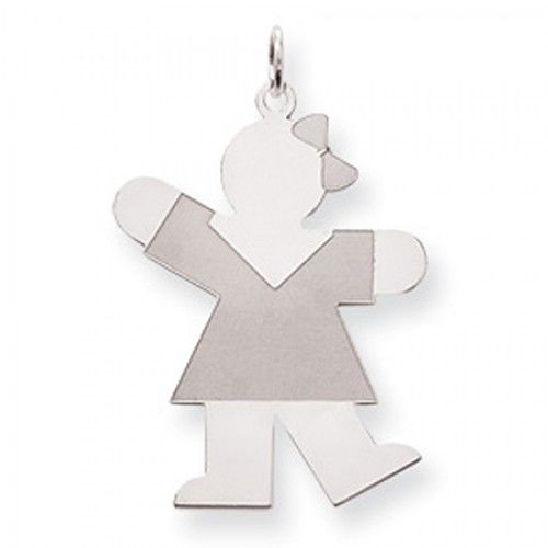 Dressed Girl Charm in Sterling Silver - Polished Finish - Alluring - Women