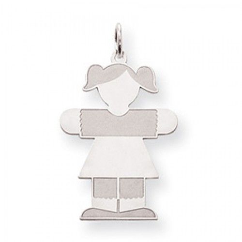 Pigtail Girl Charm in Sterling Silver - Glossy Polish - Tasteful - Women