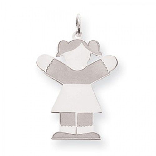 Pigtail Girl Charm in Sterling Silver - Polished Finish - Elegant - Women