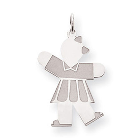 Sterling Silver Waving Little Girl with a Bow Girl Kiss Charm