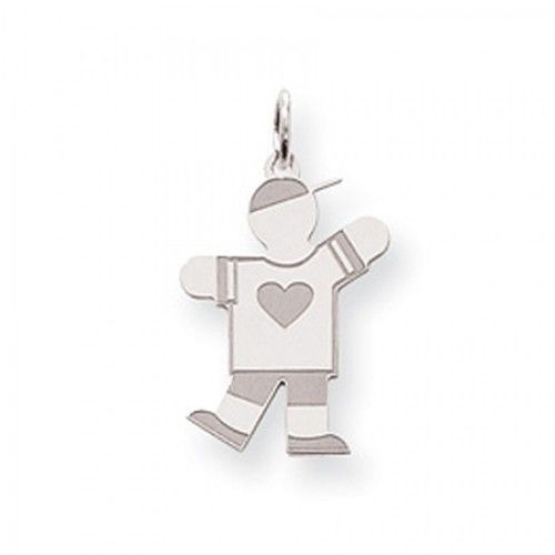 Heart Boy Charm in Sterling Silver - Glossy Finish - Fascinating - Women