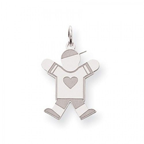 Heart Boy Charm in Sterling Silver - Polished Finish - Enticing - Women