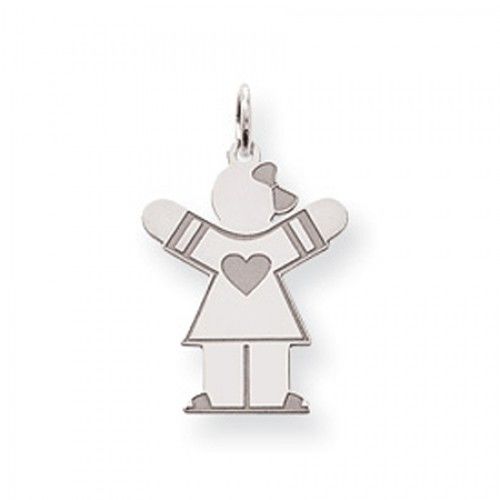 Heart Girl Charm in Sterling Silver - Polished Finish - Classy - Women