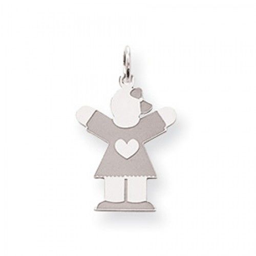 Heart Girl Charm in Sterling Silver - Glossy Finish - Charming - Women