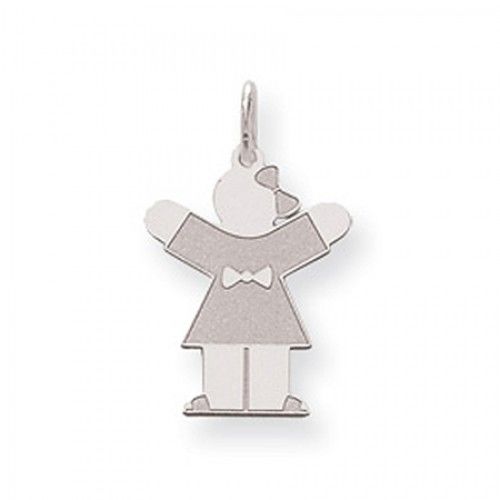 Bow Girl Charm in Sterling Silver - Glossy Polish - Attractive - Women