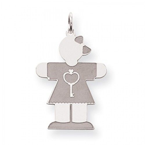 Key Girl Charm in Sterling Silver - Polished Finish - Lovely - Women