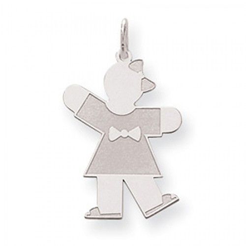 Bow Girl Charm in Sterling Silver - Polished Finish - Nice - Women