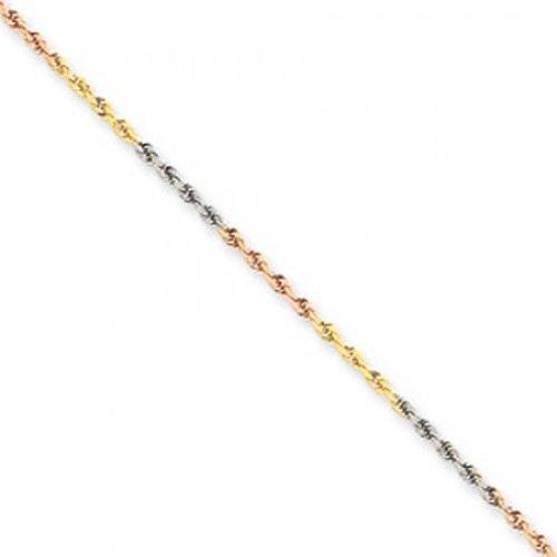 Women'S Anklet in 14kt Rose, White and Yellow Gold - Tri-Tone - Appealing