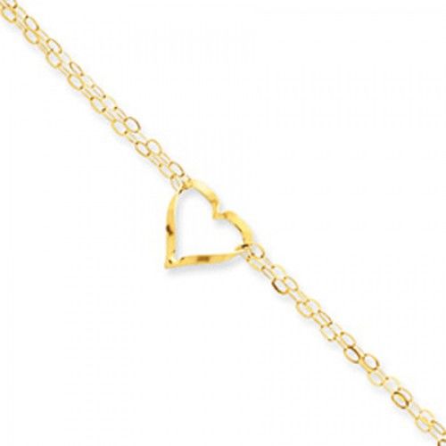 Women'S Heart Shaped Anklet in Yellow Gold - 14kt - Polished Finish - Ravishing