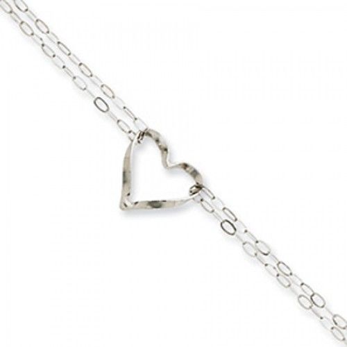 Women'S Heart Style Anklet in Gold - 14kt White - Mirror Polish - Shapely