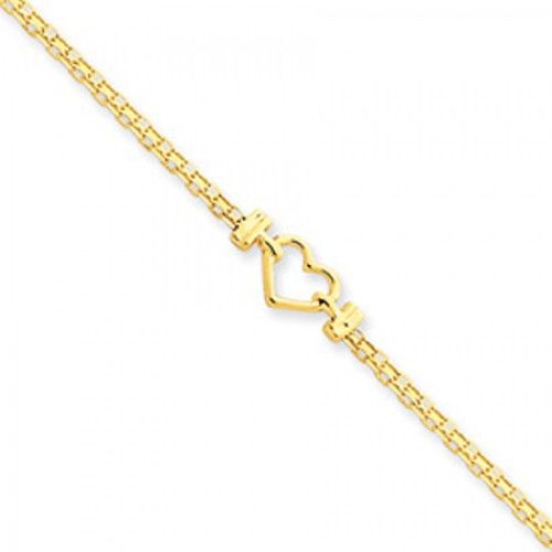 Women'S Heart Style Anklet in Gold - 14kt Yellow - Polished Finish - Wonderful