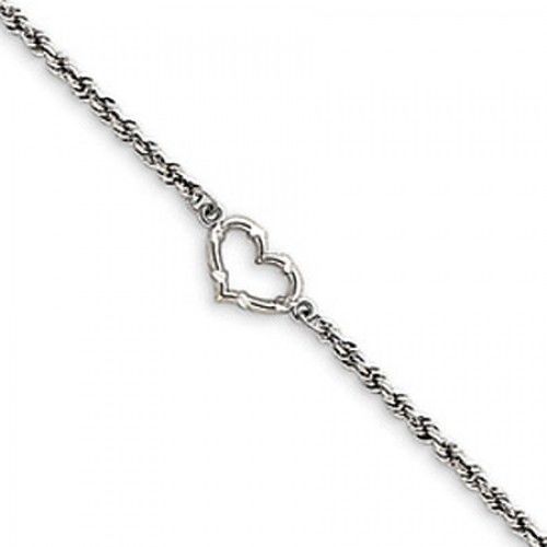 Women'S Heart Style Anklet in White Gold - 14kt - Mirror Polish - Pleasant