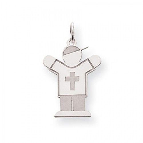 Cross Boy Charm in Sterling Silver - Polished Finish - Spectacular - Women