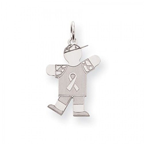Breast Cancer Ribbon Boy Charm in Sterling Silver - Attractive - Women