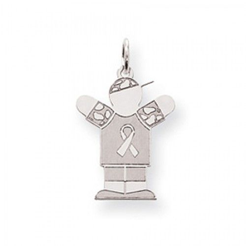 Breast Cancer Ribbon Boy Charm in Sterling Silver - Excellent - Women