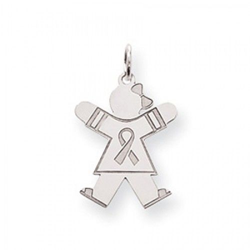 Breast Cancer Ribbon Girl Charm in Sterling Silver - Charming - Mirror Finish