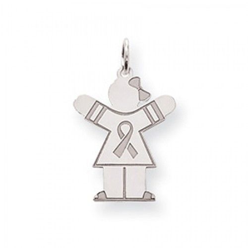 Breast Cancer Ribbon Girl Charm in Sterling Silver - Stylish - Women