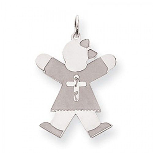 Breast Cancer Ribbon Girl Charm in Sterling Silver - Captivating - Women
