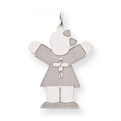 Breast Cancer Ribbon Girl Charm in Sterling Silver - Remarkable - Women