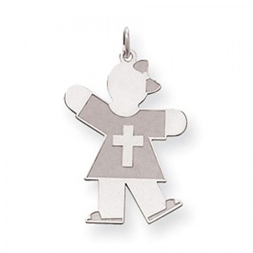 Cross Girl Charm in Sterling Silver - Glossy Polish - Gorgeous - Women