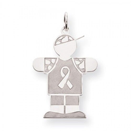 Breast Cancer Ribbon Boy Charm in Sterling Silver - Spectacular - Women