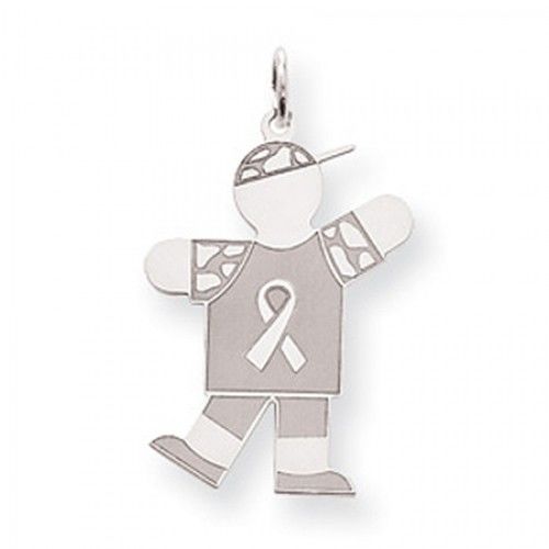 Breast Cancer Ribbon Boy Charm in Sterling Silver - Elegant - Women