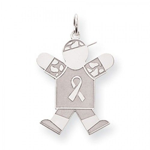 Breast Cancer Ribbon Boy Charm in Sterling Silver - Delightful - Women