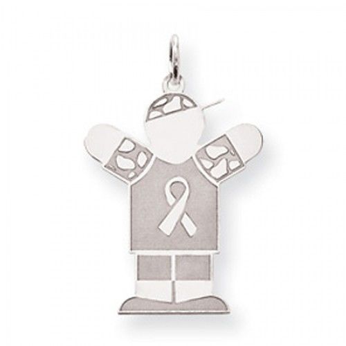 Breast Cancer Ribbon Boy Charm in Sterling Silver - Impressive - Women
