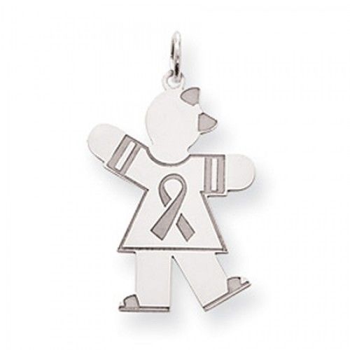 Breast Cancer Ribbon Girl Charm in Sterling Silver - Fine - Women