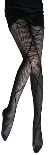 Blancho HLPN14 Sexy Black Sheer Small Fishnet Silk Stockings