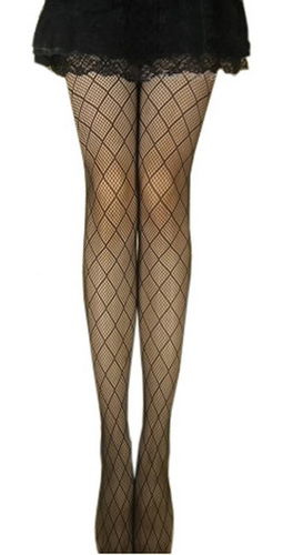 Blancho LZSA012-1 Sexy Black Sheer Argyle Lace Silk Stocking