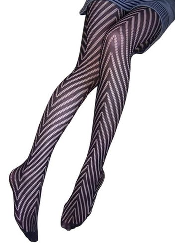 Blancho LZSA019-1 Sexy Black Sheer Vertical Lines Silk Stocking