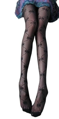 Blancho LZSC032-1 Sexy Black Sheer Bowknot Silk Stocking