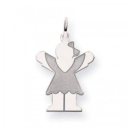 Dressed Girl Charm in 14kt White Gold - Glossy Polish - Inviting - Women