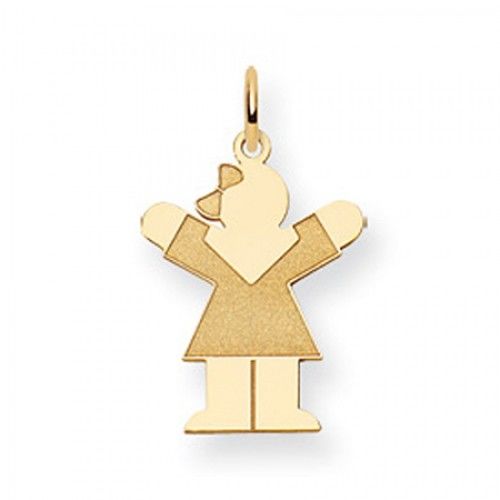 Dressed Girl Charm in Yellow Gold - 14kt - Glossy Polish - Shapely - Women