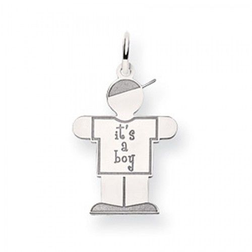 It'S a Boy Charm in 14kt White Gold - Polished Finish - Magnificent - Women