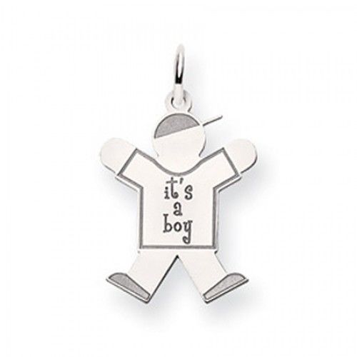 It'S a Boy Charm in 14kt White Gold - Glossy Finish - Nice - Women