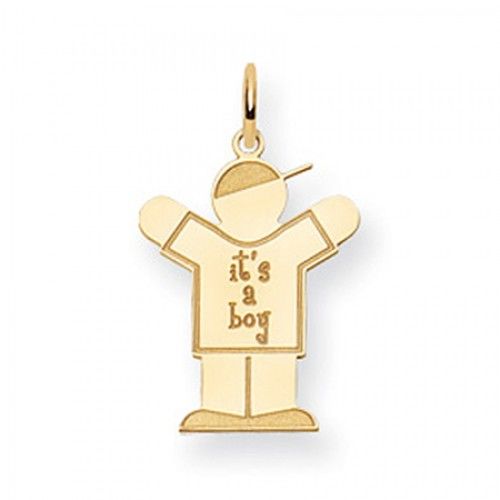 It'S a Boy Charm in Yellow Gold - 14kt - Polished Finish - Shapely - Women