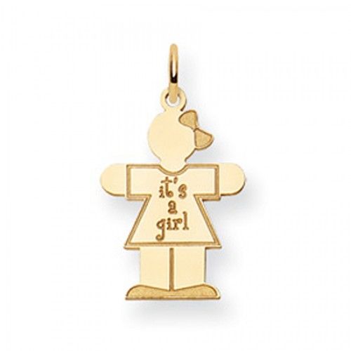 It'S a Girl Charm in Yellow Gold - 14kt - Glossy Polish - Stunning - Women