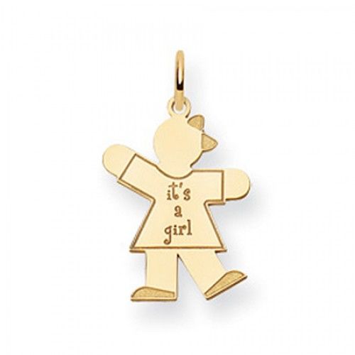 It'S a Girl Charm in Yellow Gold - 14kt - Glossy Finish - Captivating - Women