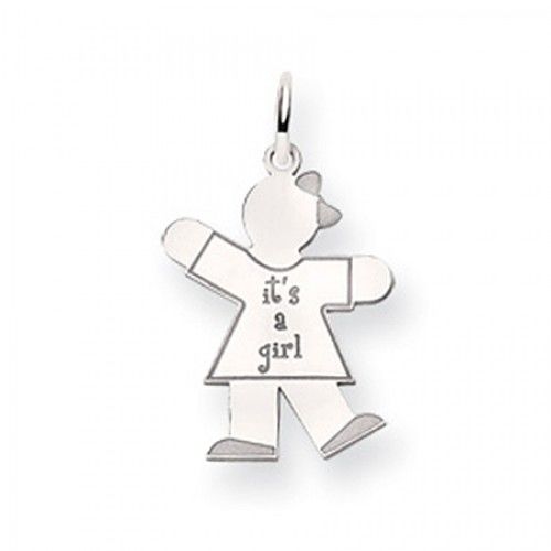 It'S a Girl Charm in 14kt White Gold - Polished Finish - Alluring - Women