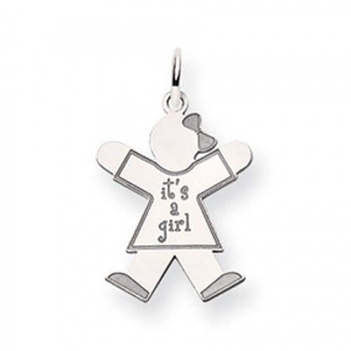 It'S a Girl Charm in 14kt White Gold - Glossy Polish - Superb - Women